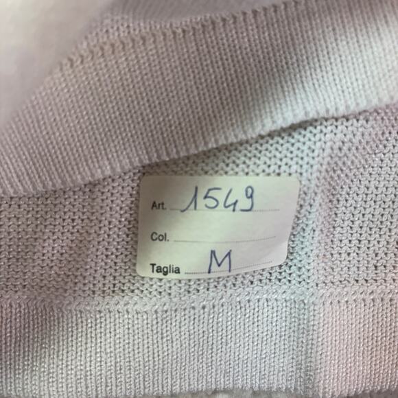 Vintage Lisa Made Italy Knit Top M – White & Navy Contrast Button Detail NWT - Picture 3 of 11